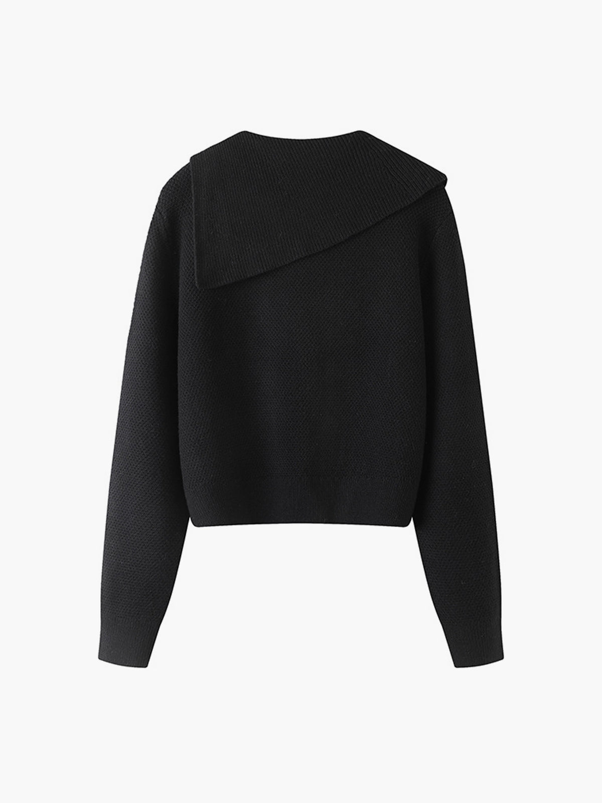 Asymmetrical Sailor-Collar Sweater With Random Button