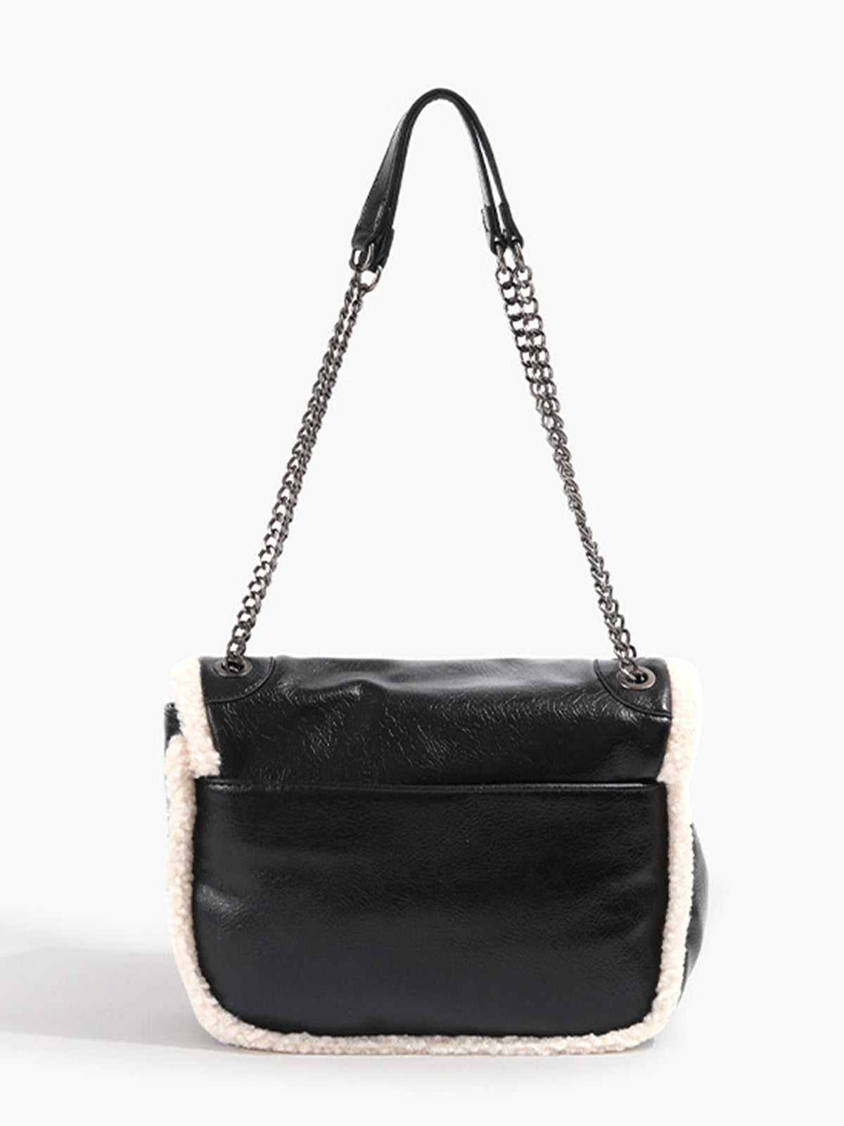 Flap Textured Fleece Shoulder Bag