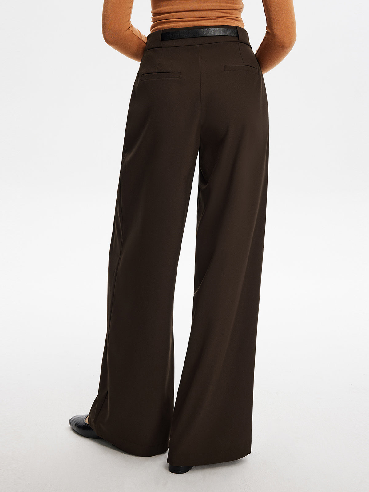 Pleated Wide-Leg Pants With Belt