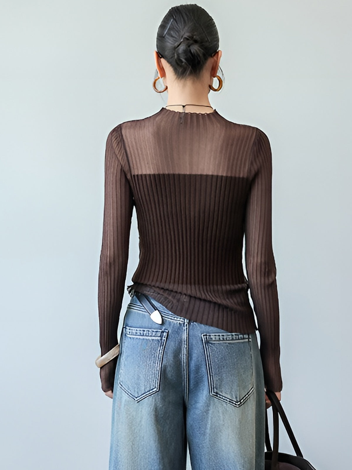 Sheer Panel Slim Sweater