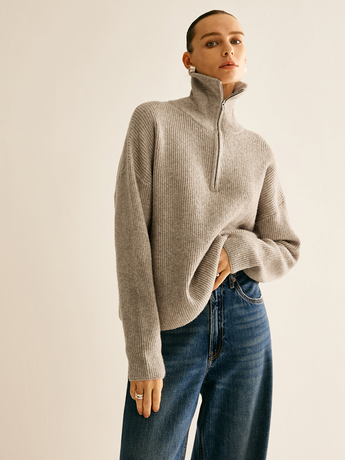 Wool-Blend Zipper Sweater Co-ords