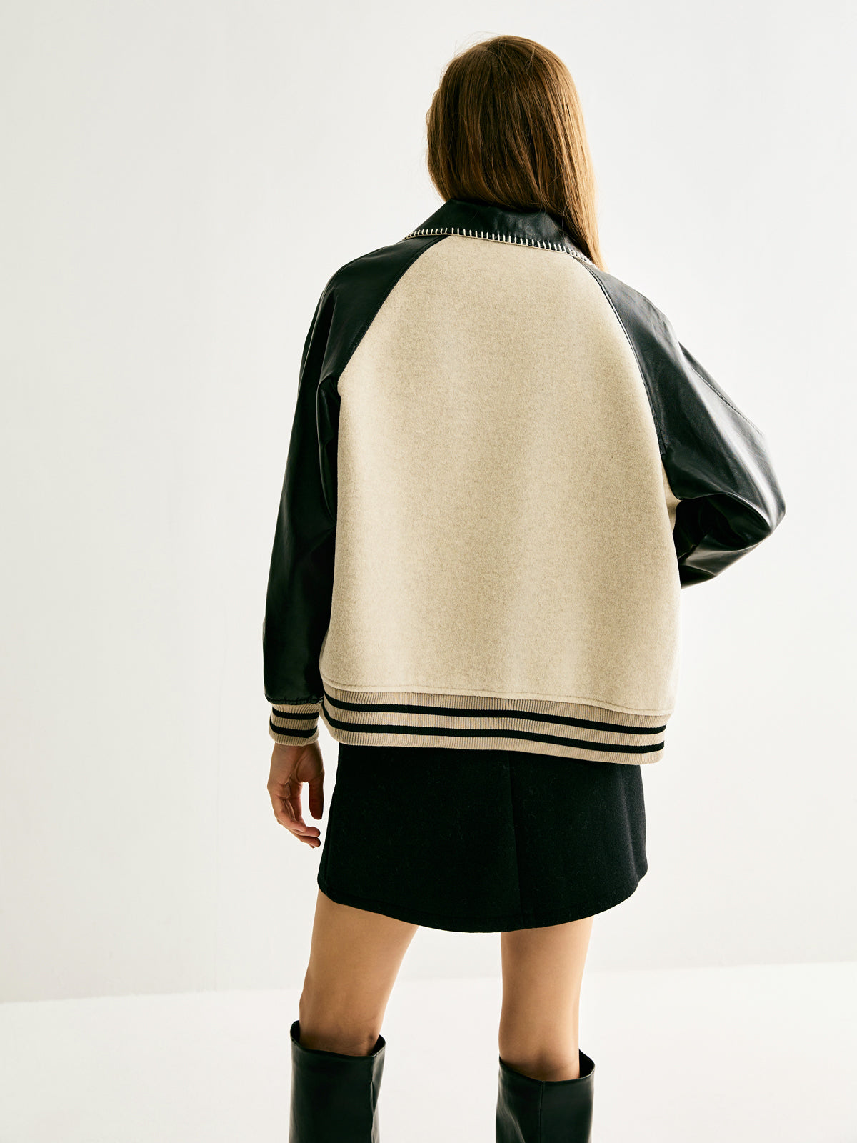 Athleisure Wool-Blend Panel Jacket