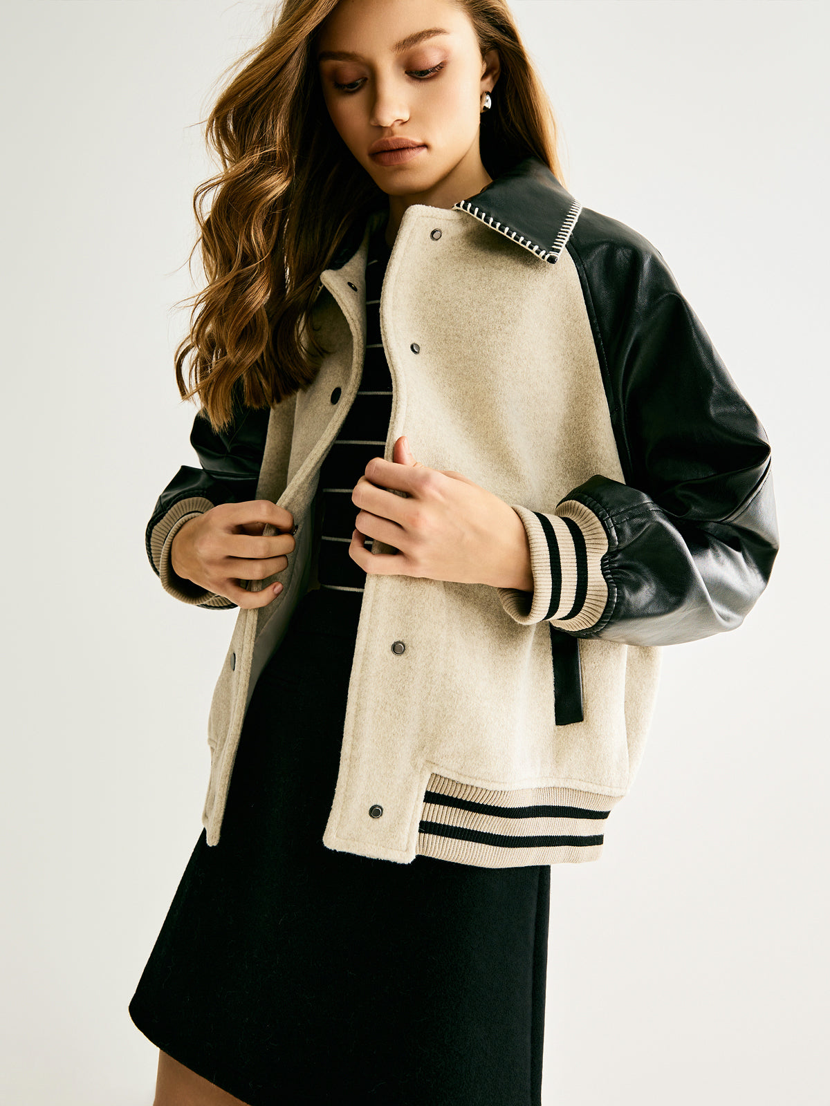 Athleisure Wool-Blend Panel Jacket