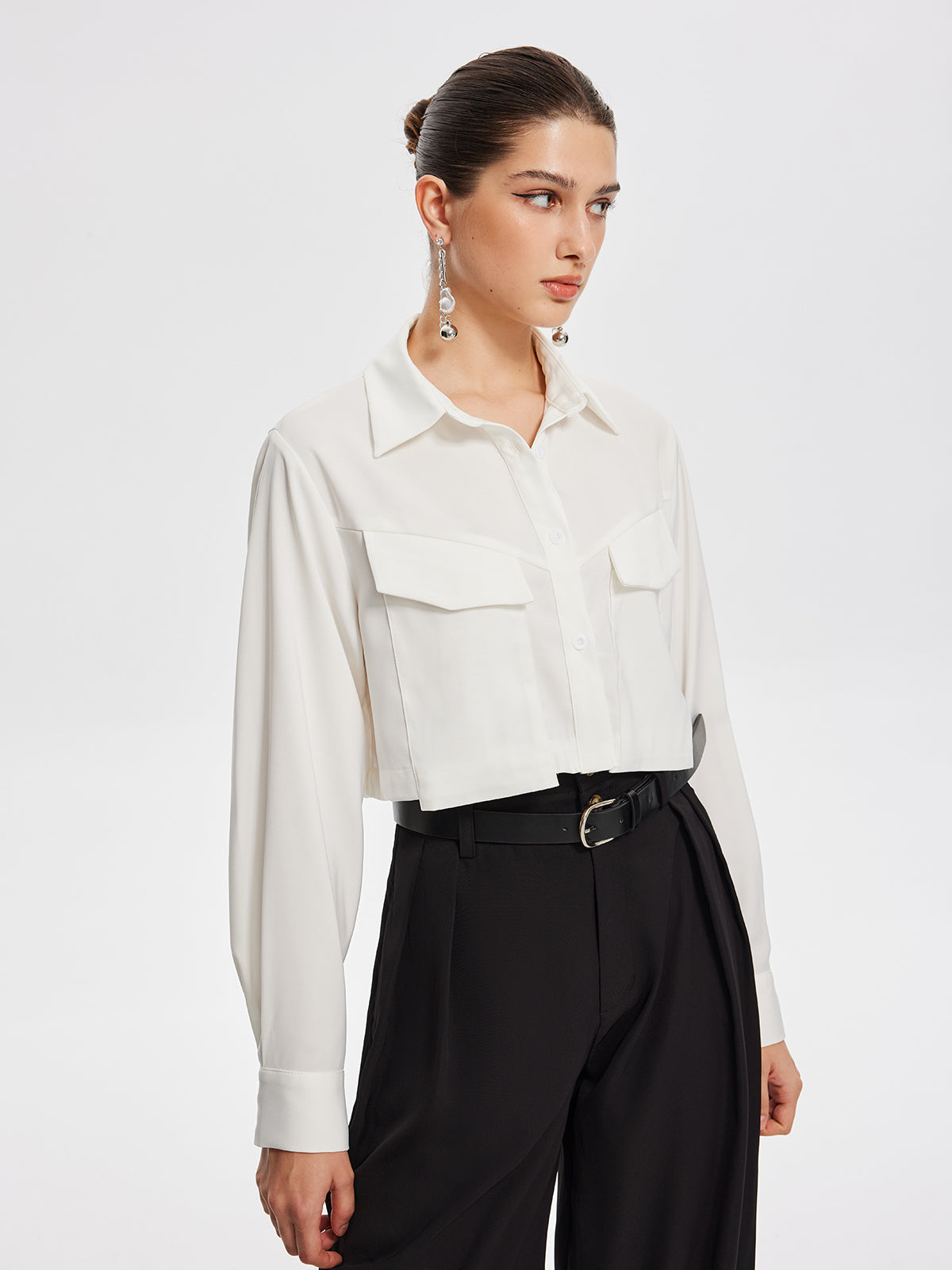 Fair And Square Collared Crop Shirt