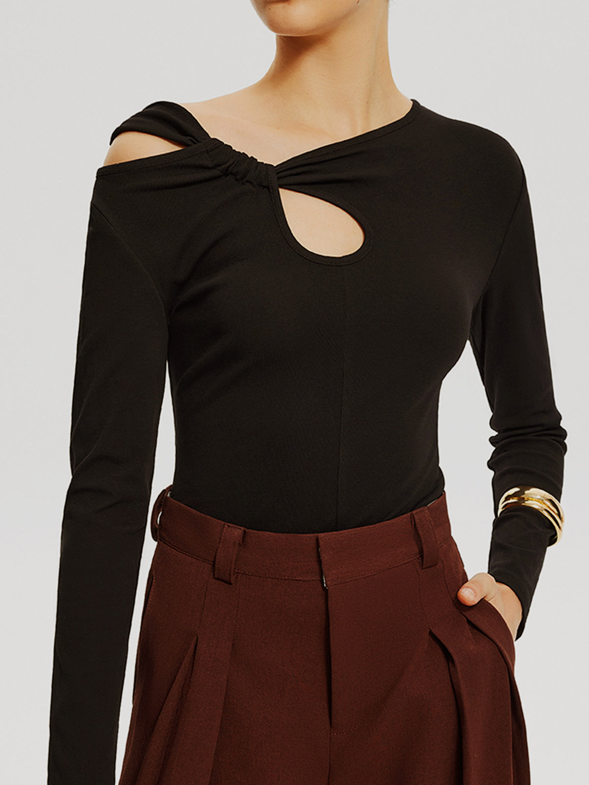 Asymmetrical Knotted Jersey Top