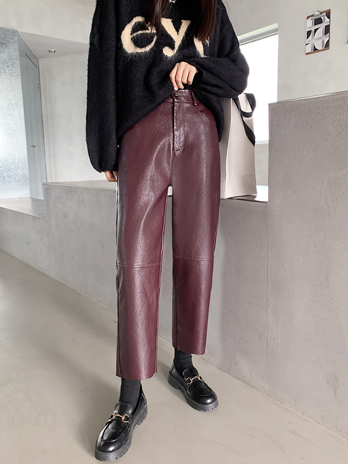 Faux Leather Cropped Pants