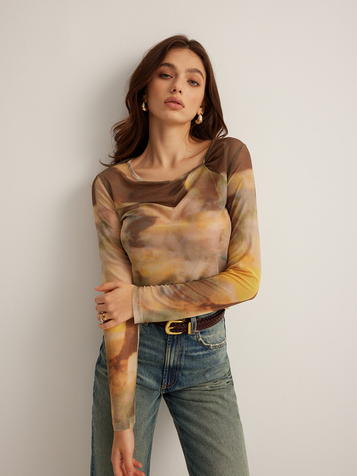 Tye Dye Printed Mesh T-Shirt