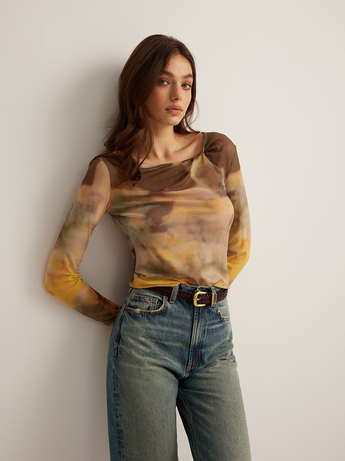 Tye Dye Printed Mesh T-Shirt