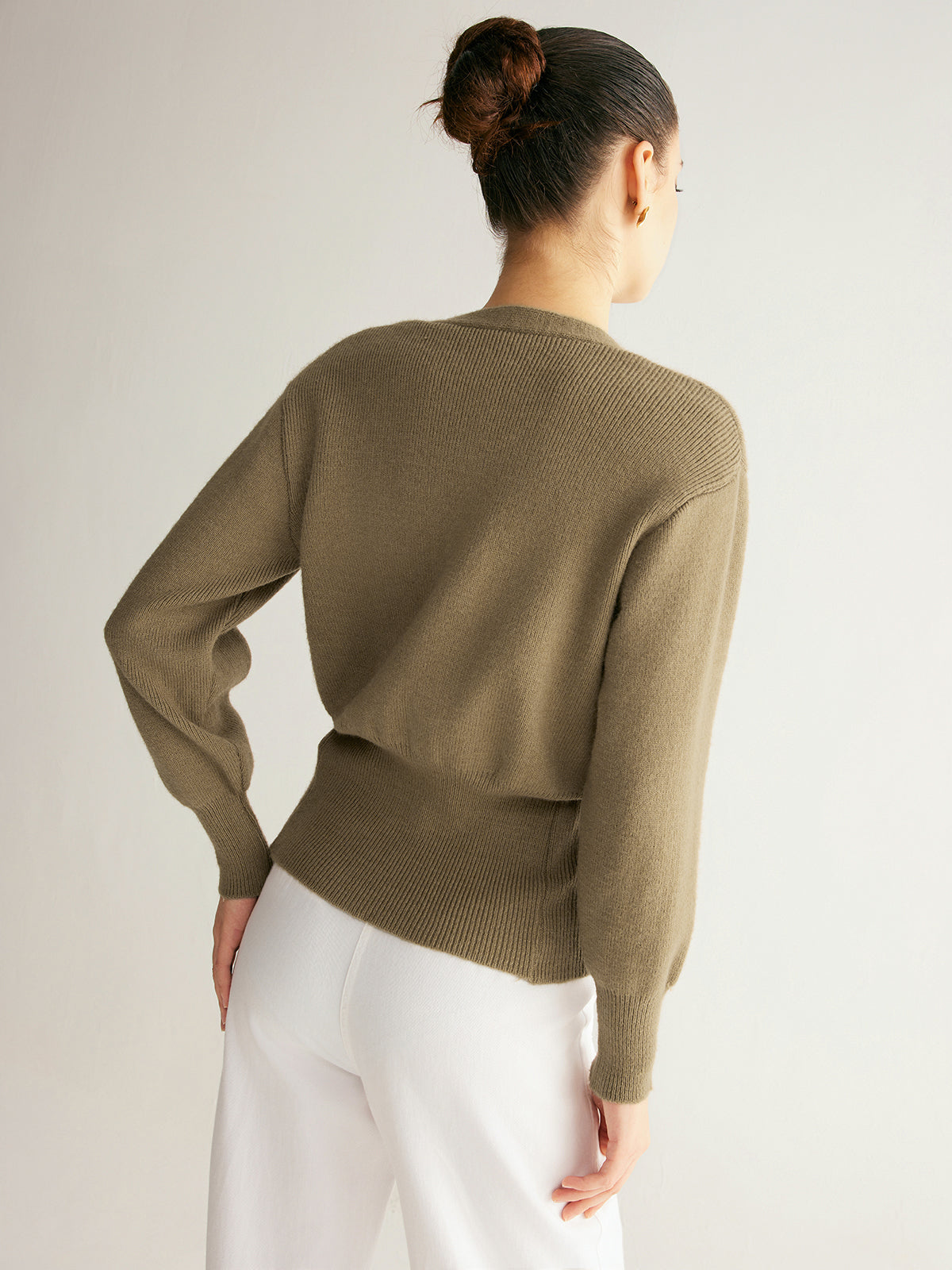 V-Neck Button Split Sweater