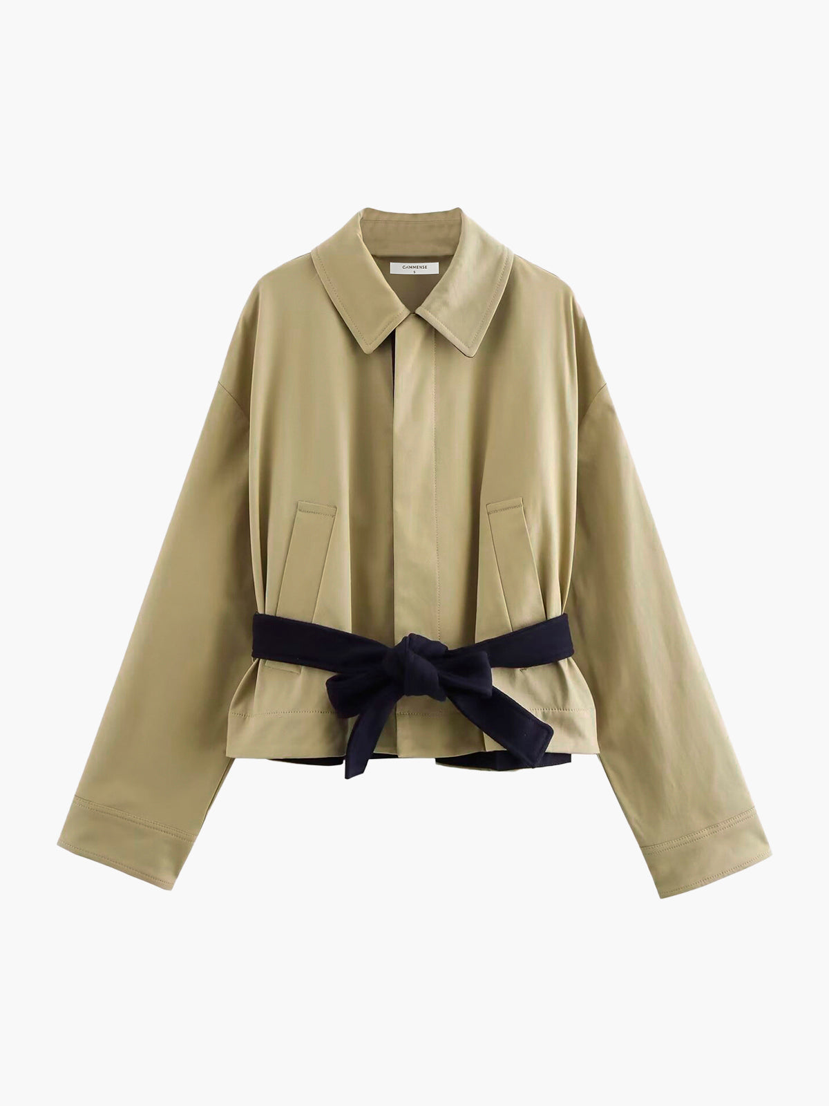 Contrast Belt Button Trench Coat