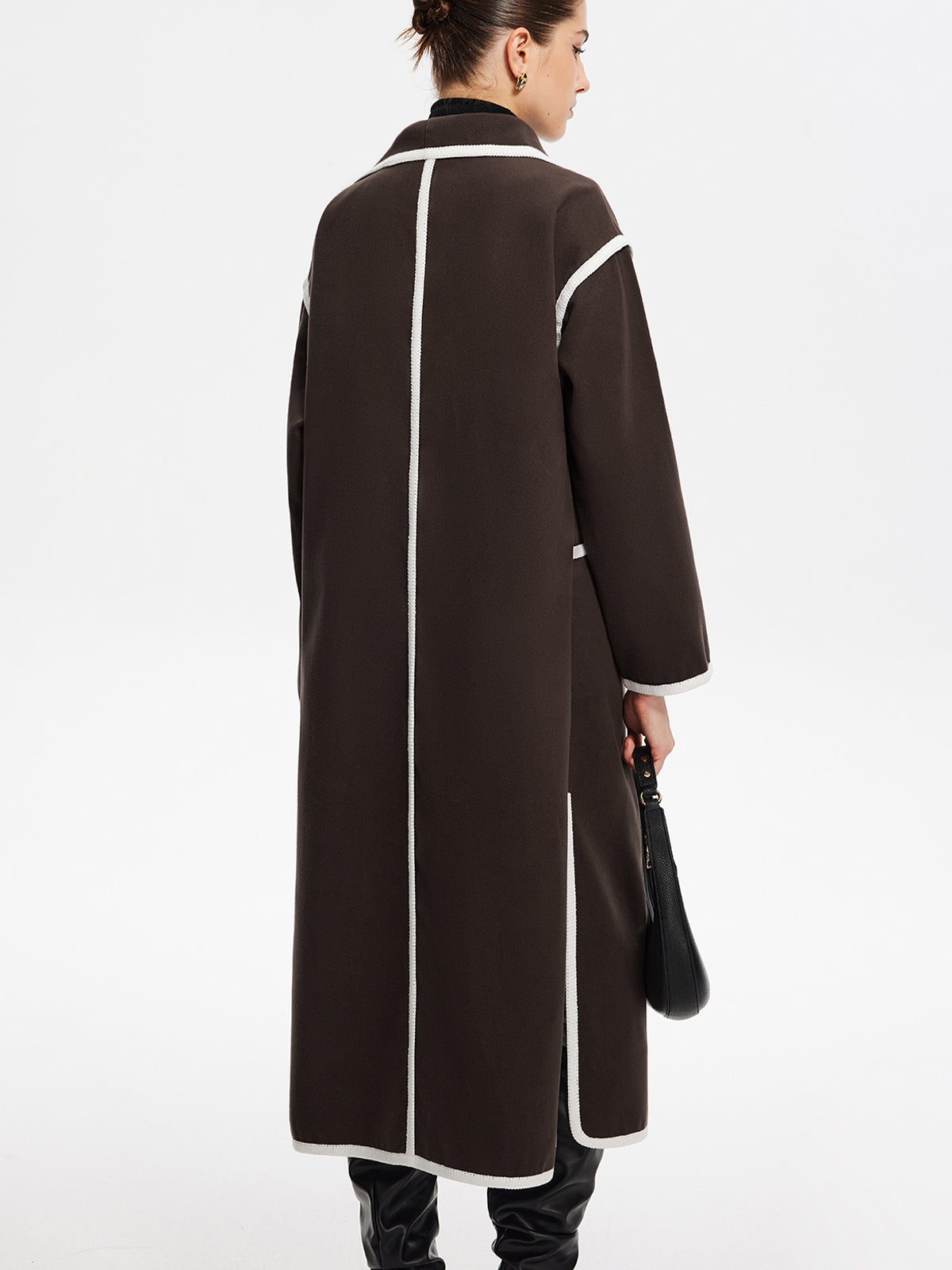 Contrast Binding Breasted Long Coat