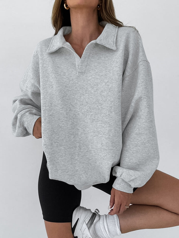 Minimalist Plain Polo Sweatshirt