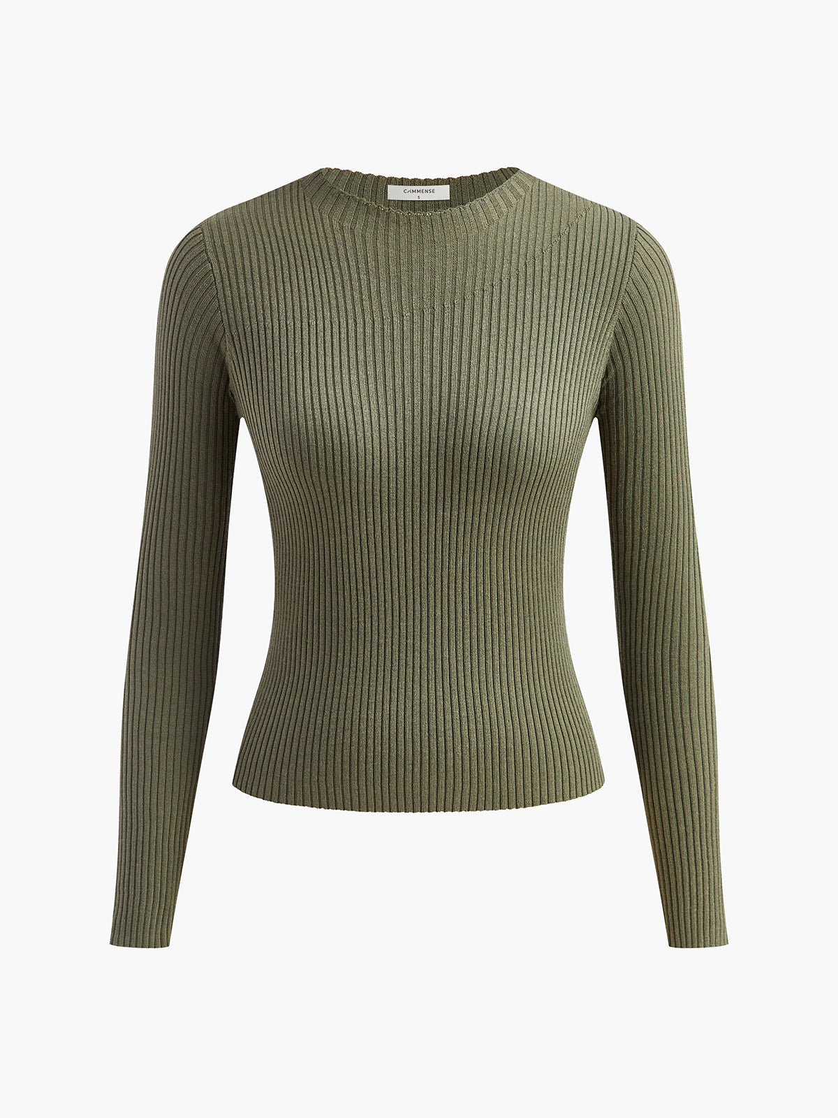 Knit Ribbed Crew Neck Asymmetric Top