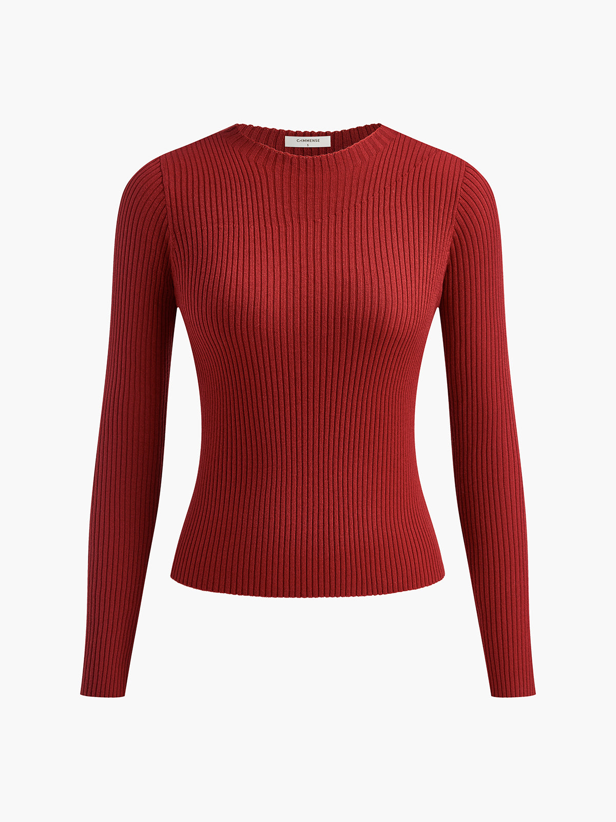 Knit Ribbed Crew Neck Asymmetric Top