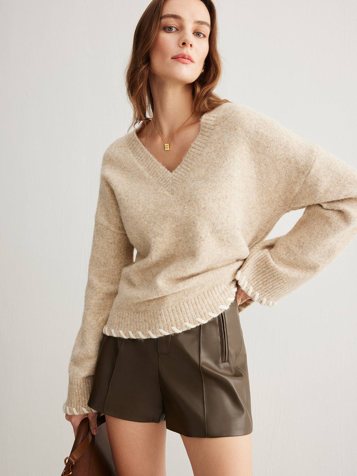 Wool-Blend Embroidered Trim Sweater