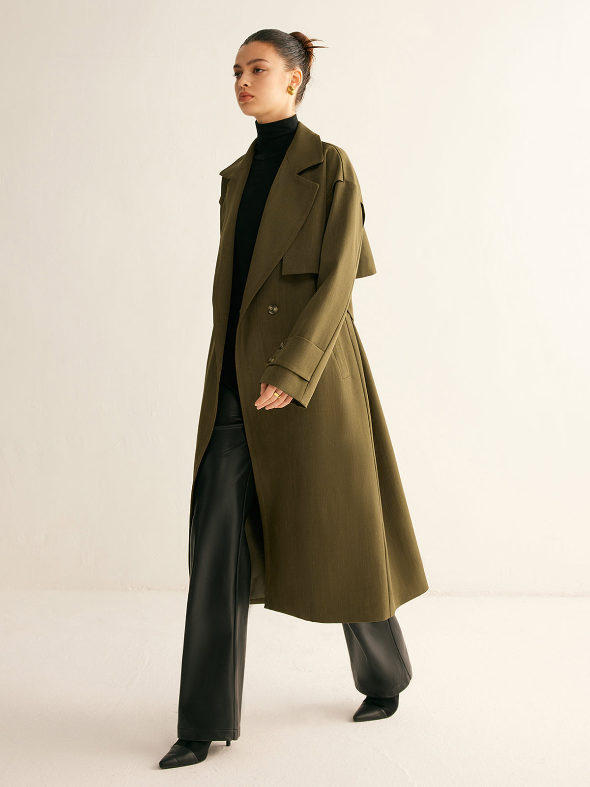 Retro Belted Long Trench Coat