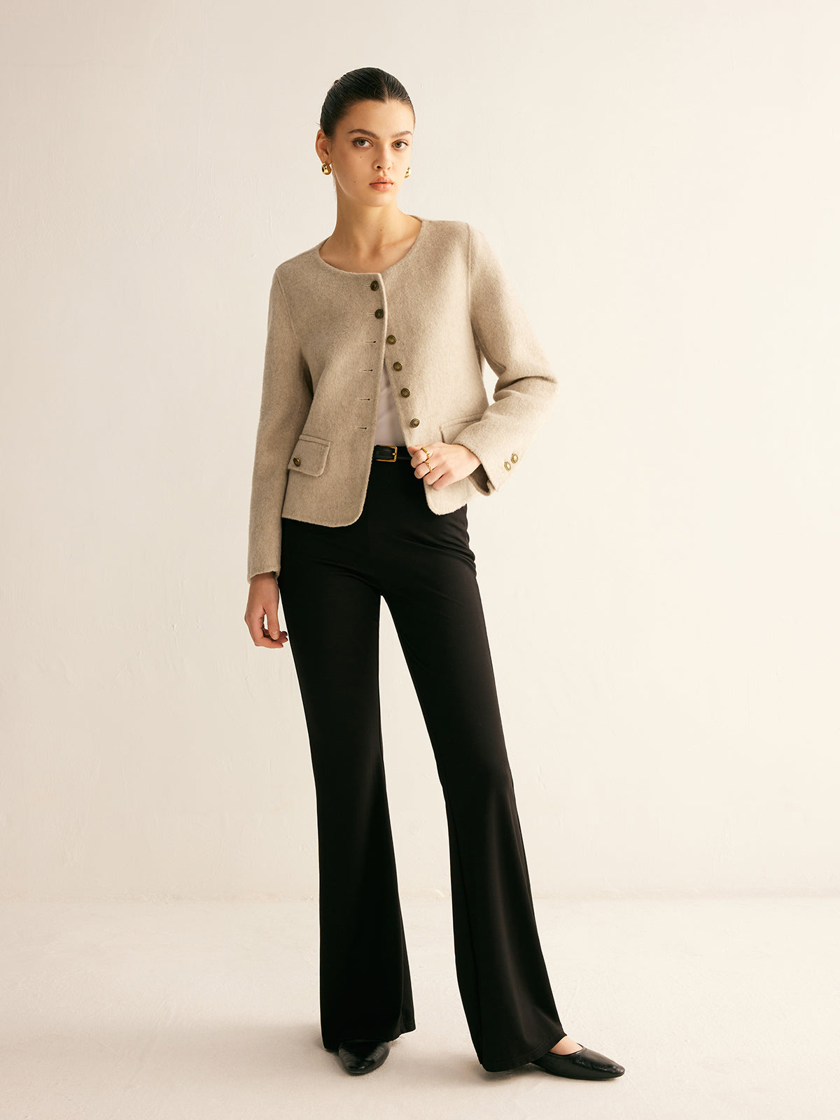 Wool-Blend Elegant Button Jacket