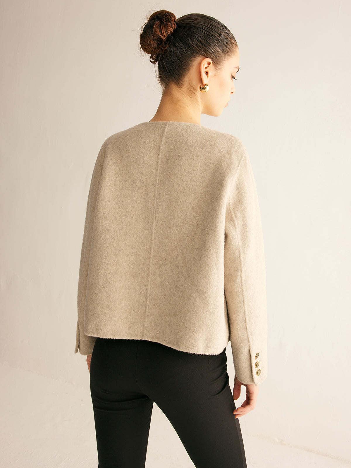 Wool-Blend Elegant Button Jacket