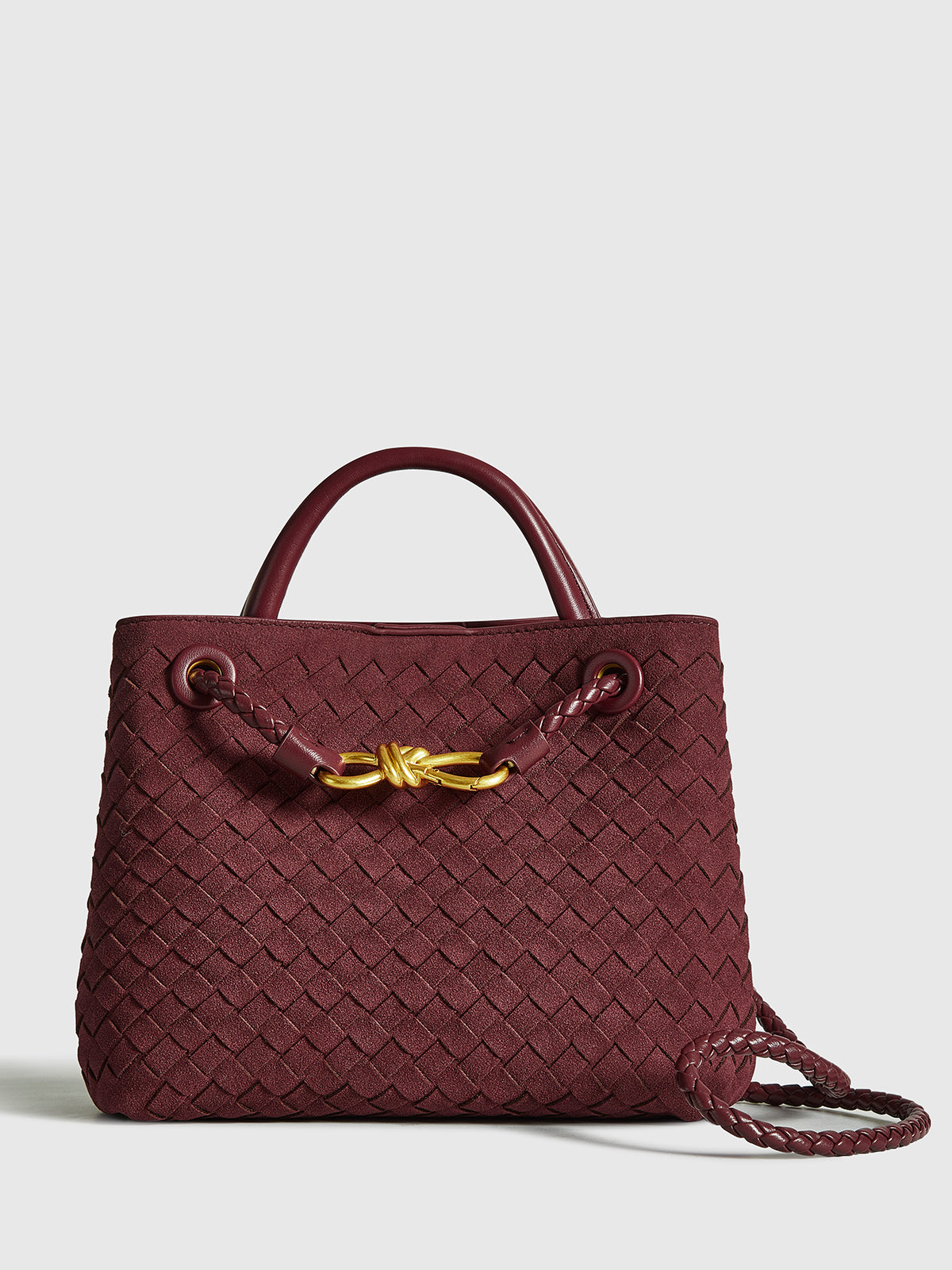 Suede Woven Tote Bag