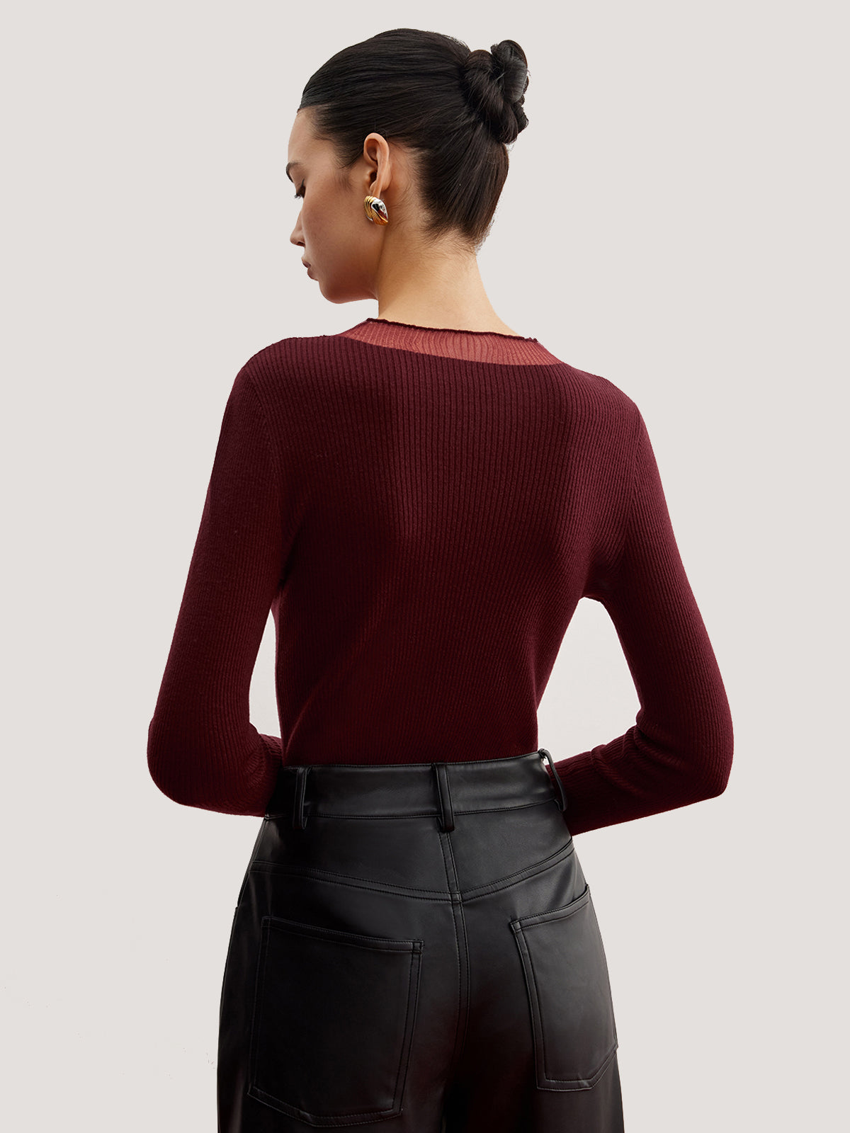 Minimalist Sheer Ribbed Stretch Sweater