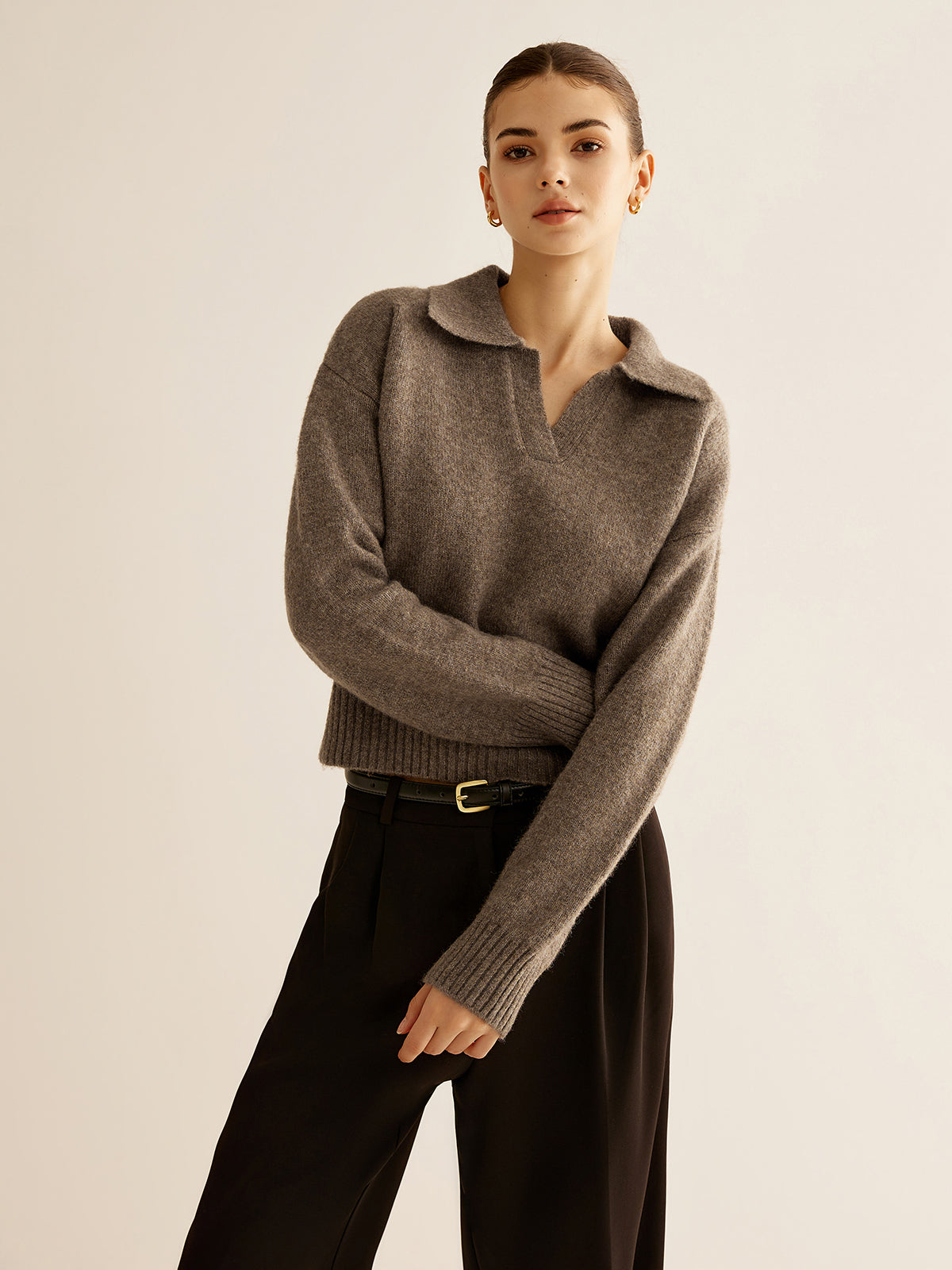 Wool-Blend Polo Sweater