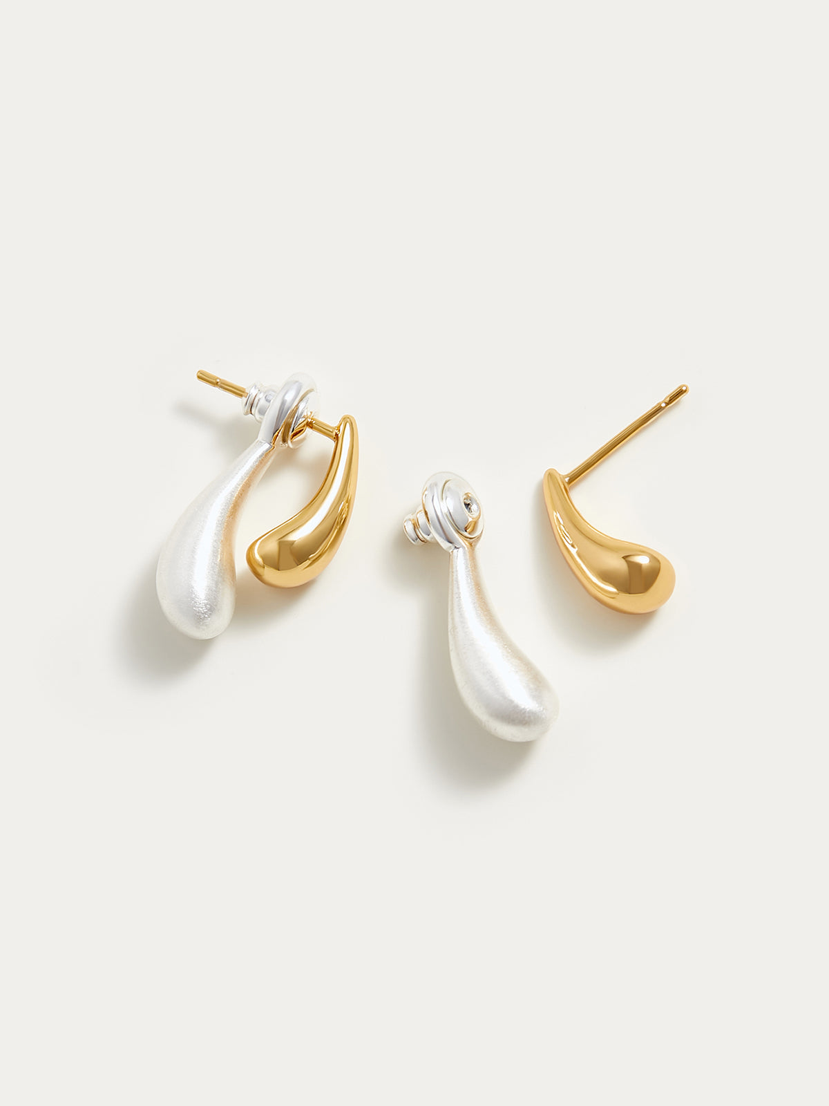 Two-Tone Water Drop Earrings