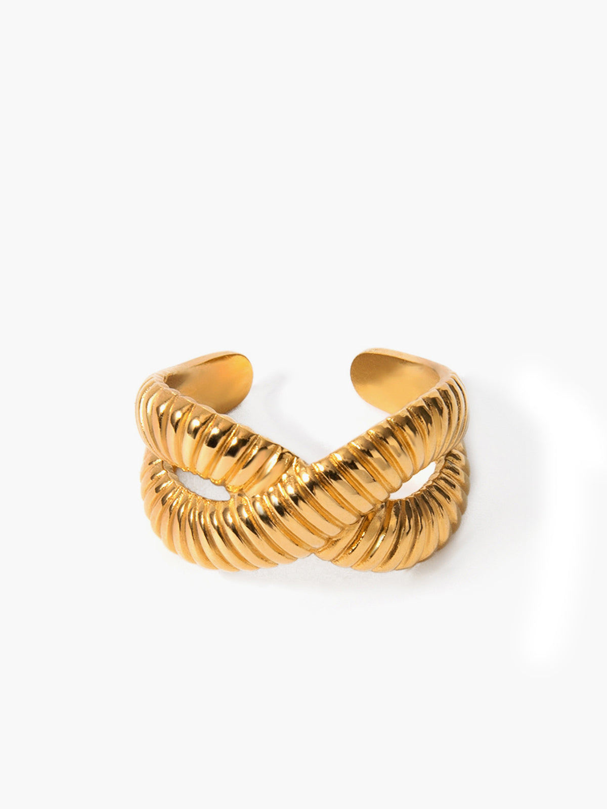 Cross Ripple Open Ring