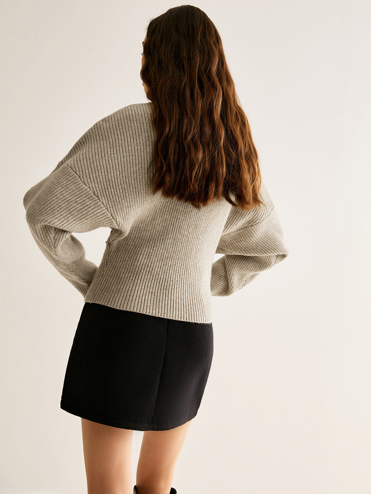 Wool-Blend Turtleneck Sweater Without Belt