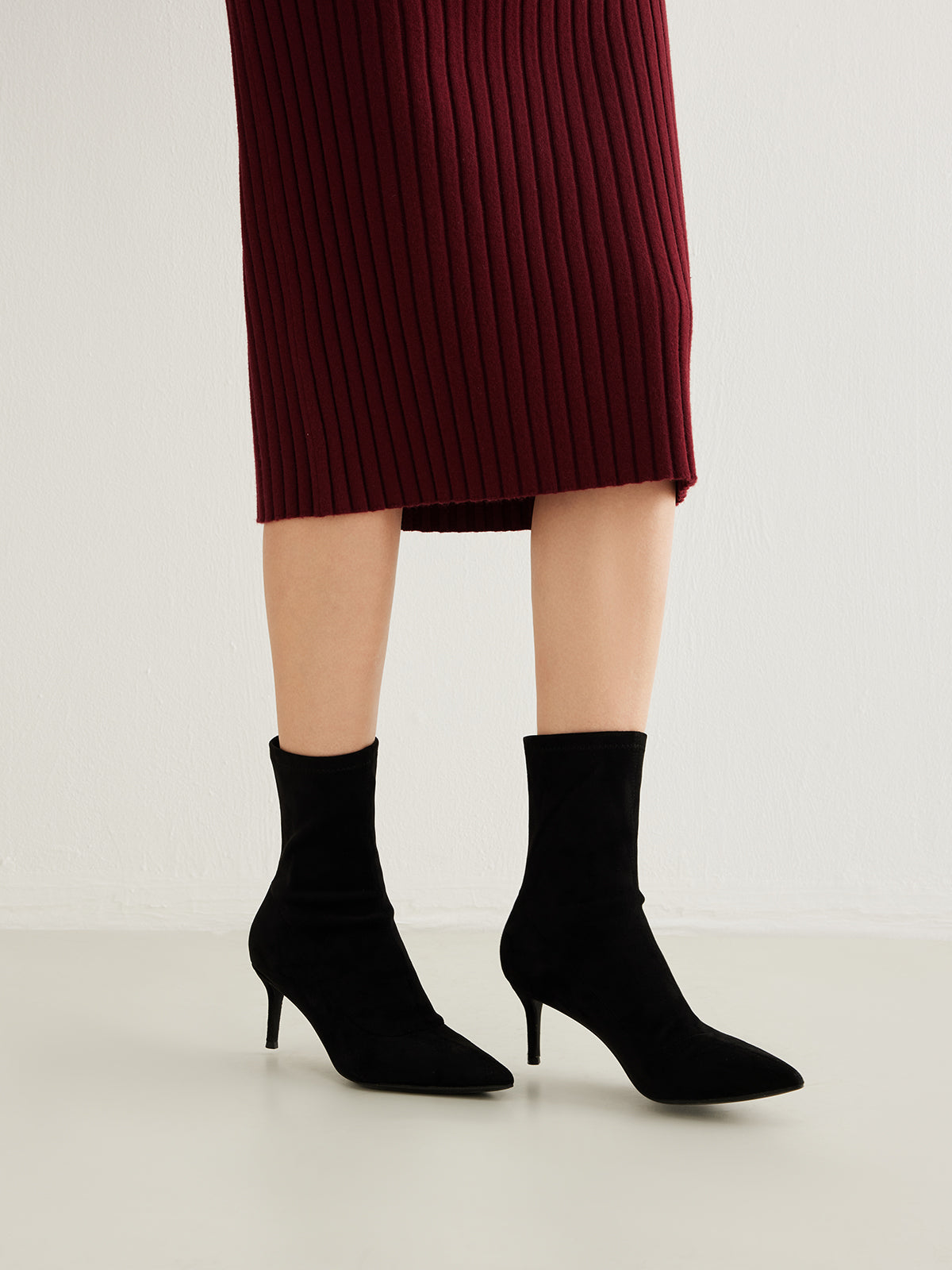 Slingback Heel Suede Ankle Boots