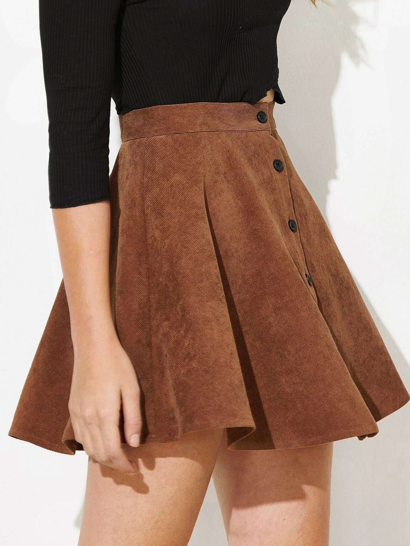 Corduroy Pleated Mini Skirt