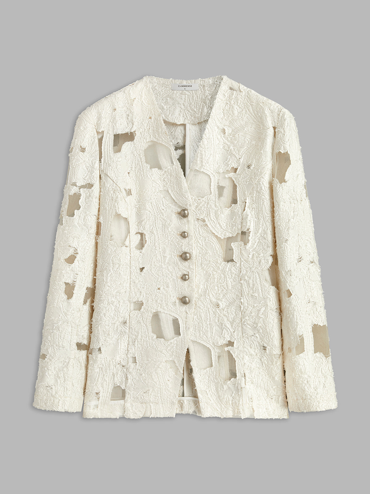 Button Jacquard Plisse Blazer