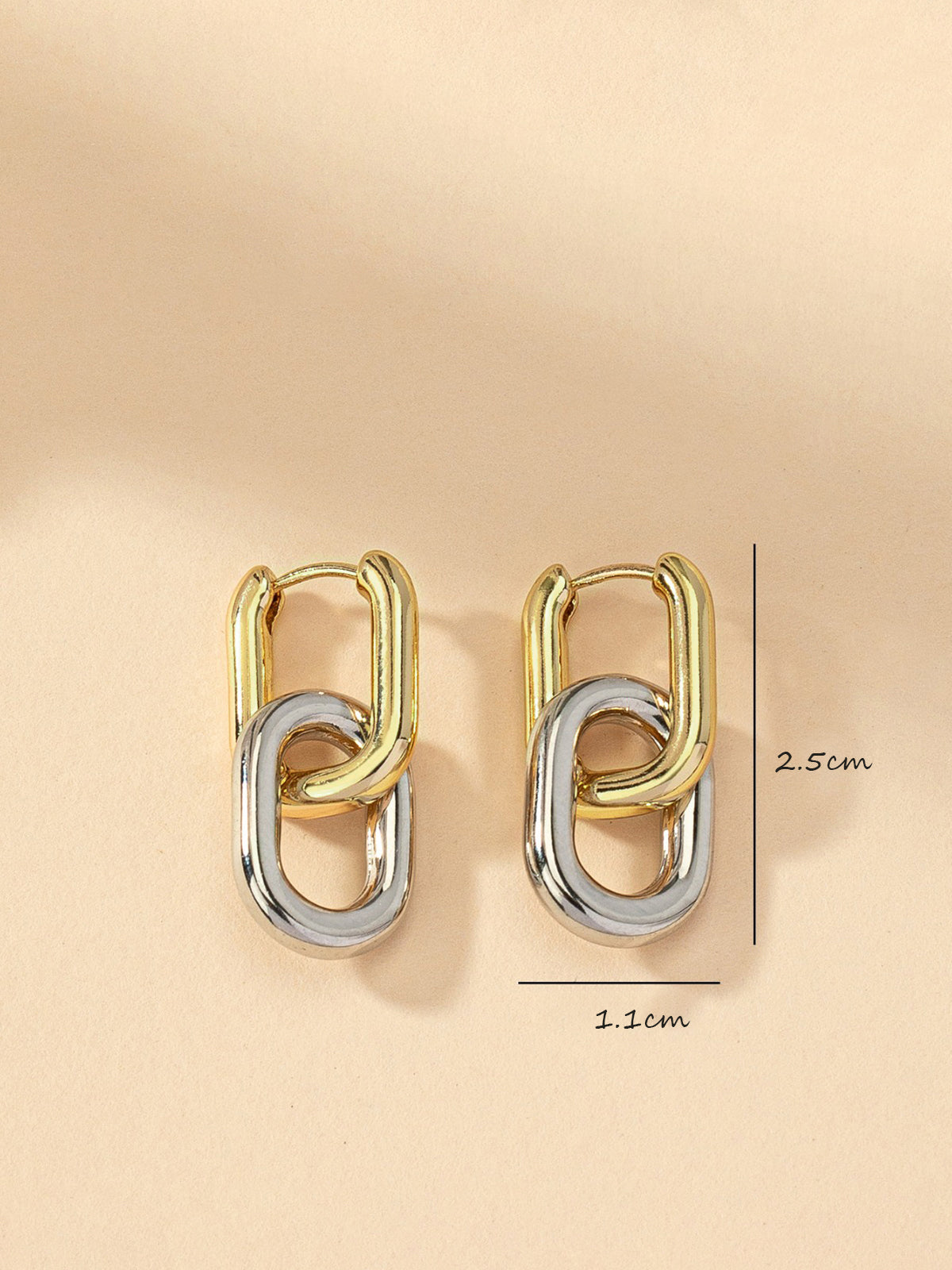 Two-Tone Hoop Drop Earrings