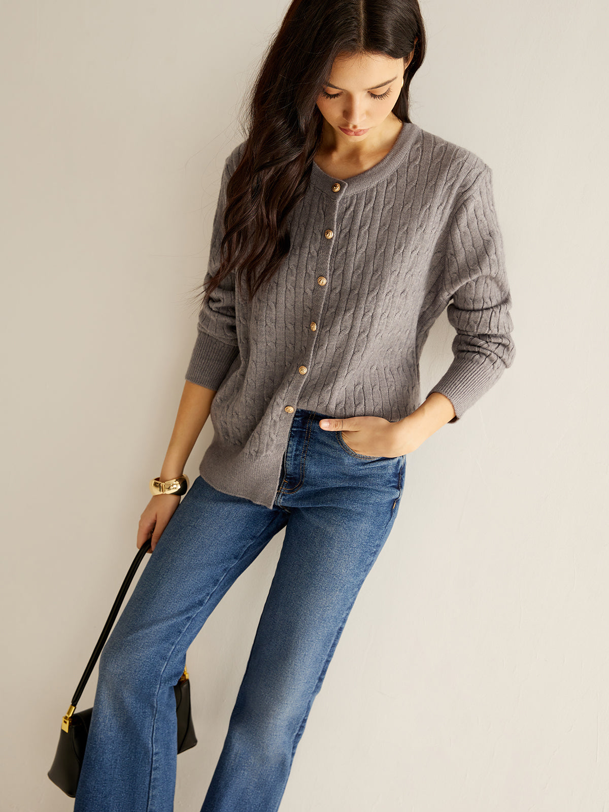 Button Down Twist Slim Cardigan