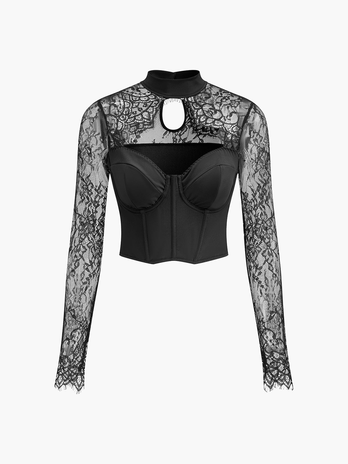 Cutout Lace Panel Skinny Top