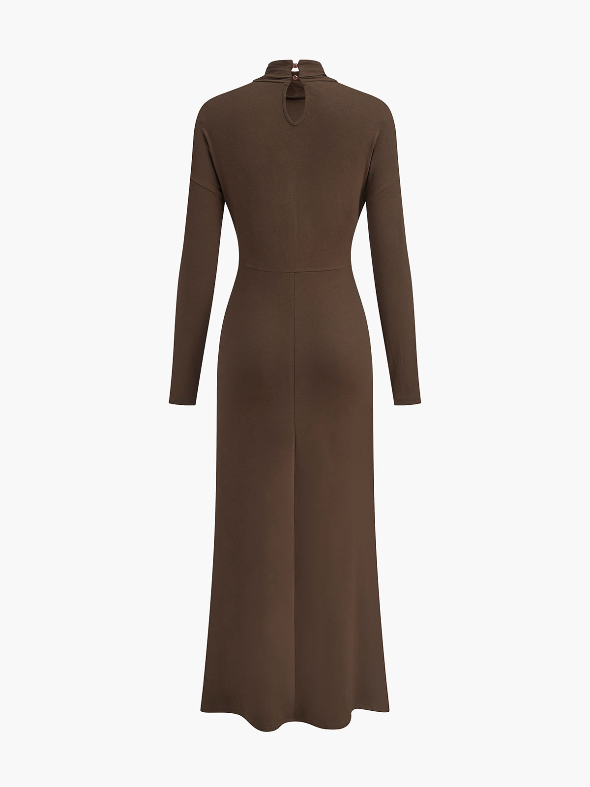 Turtleneck Knotted Pleated Long Dress