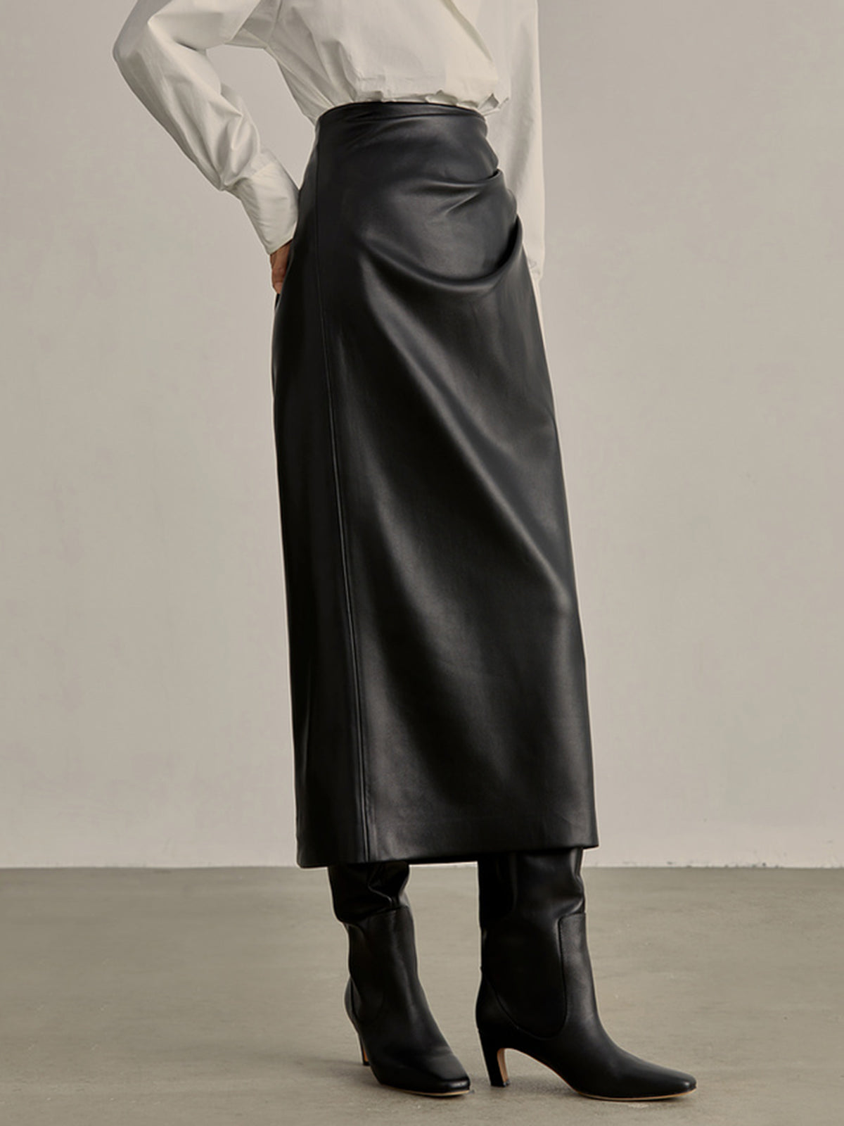 Minimalist PU Leather Skirt