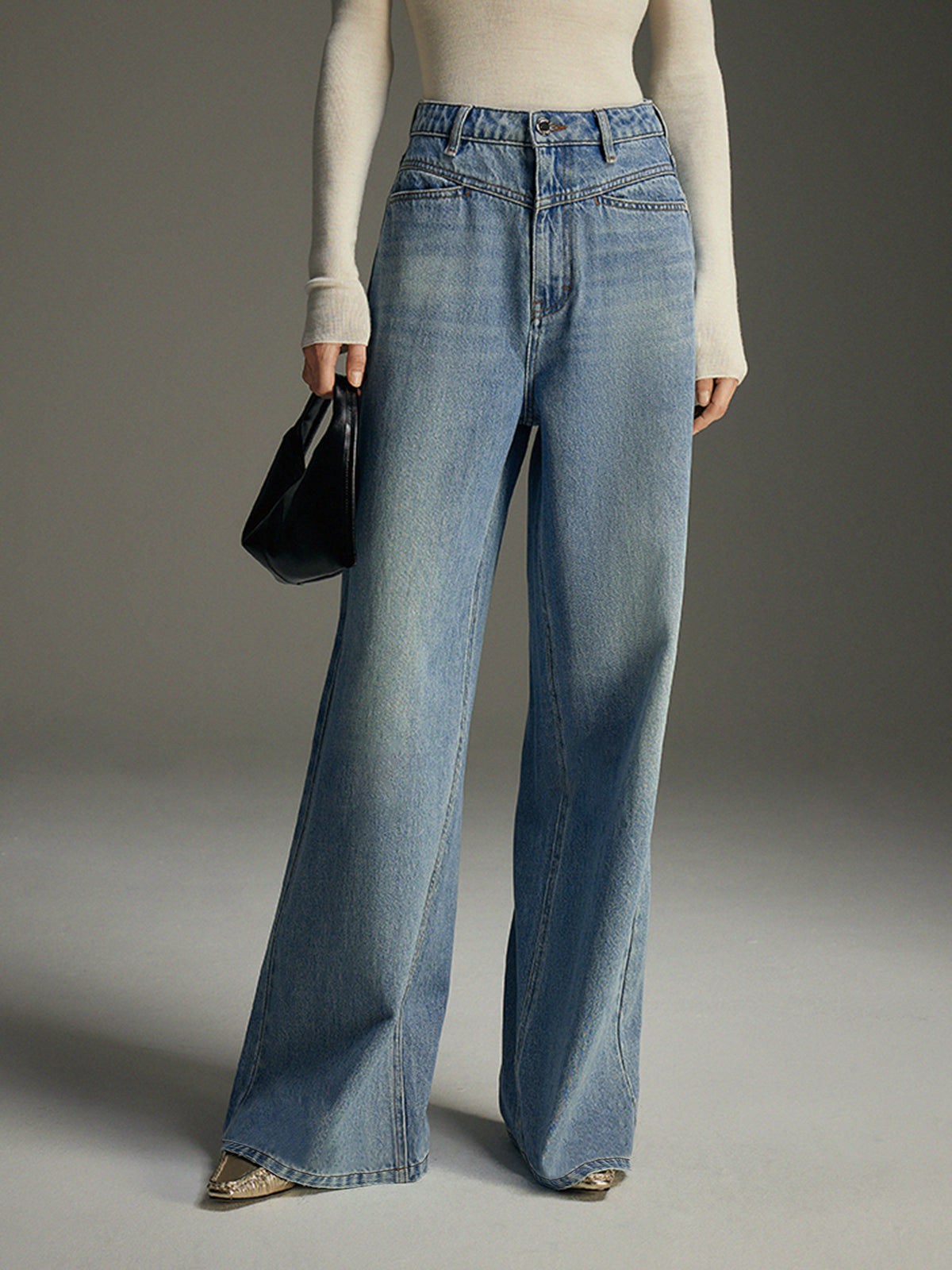 Wide-Leg Denim Jeans