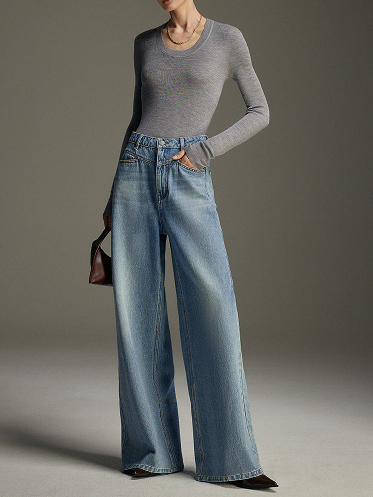 Wide-Leg Denim Jeans