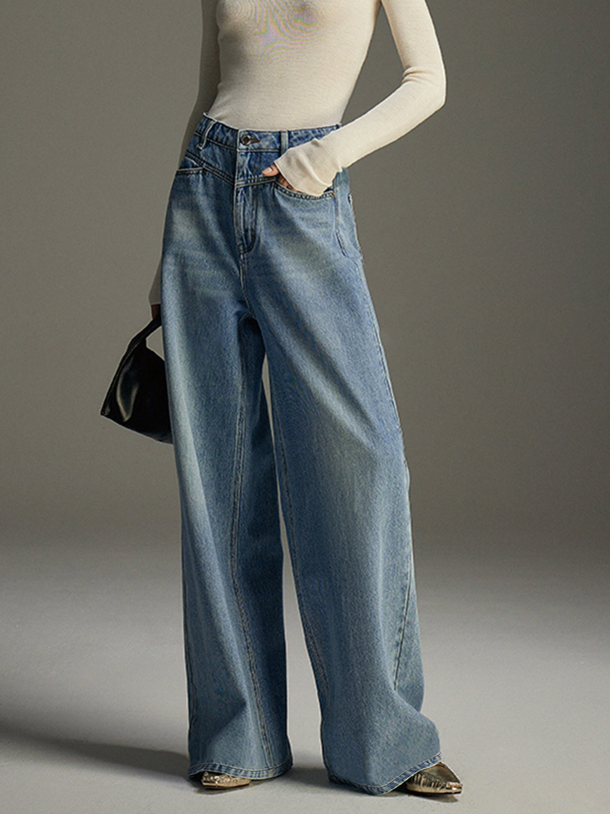 Wide-Leg Denim Jeans