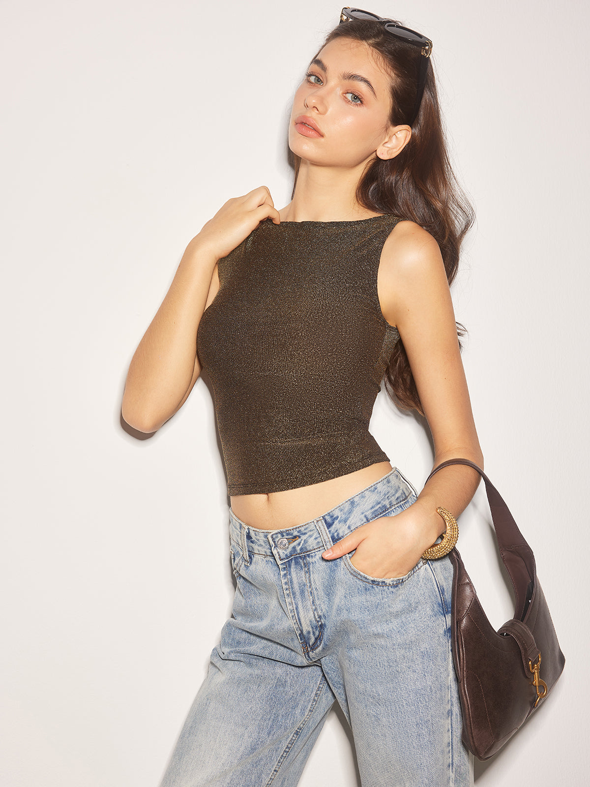 Elegant Purl Crop Tank Top