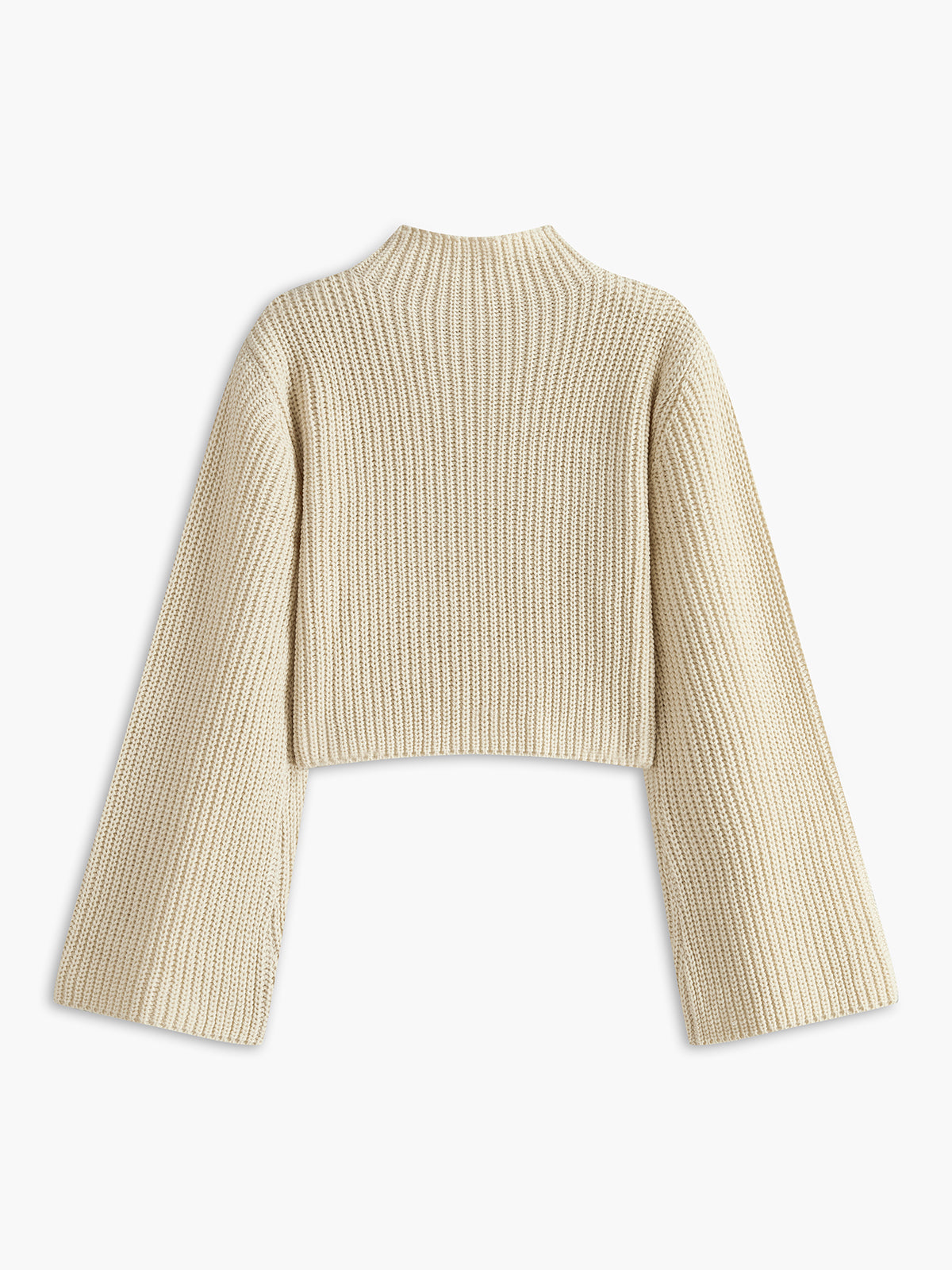 Wool-Blend Bell Sleeve Crop Shift Sweater