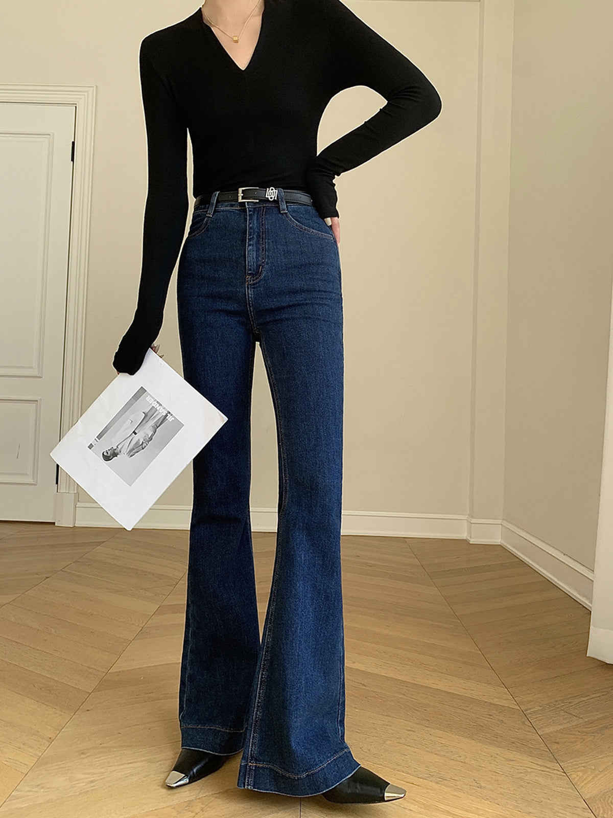 Denim Slim Bootcut Jeans Without Belt