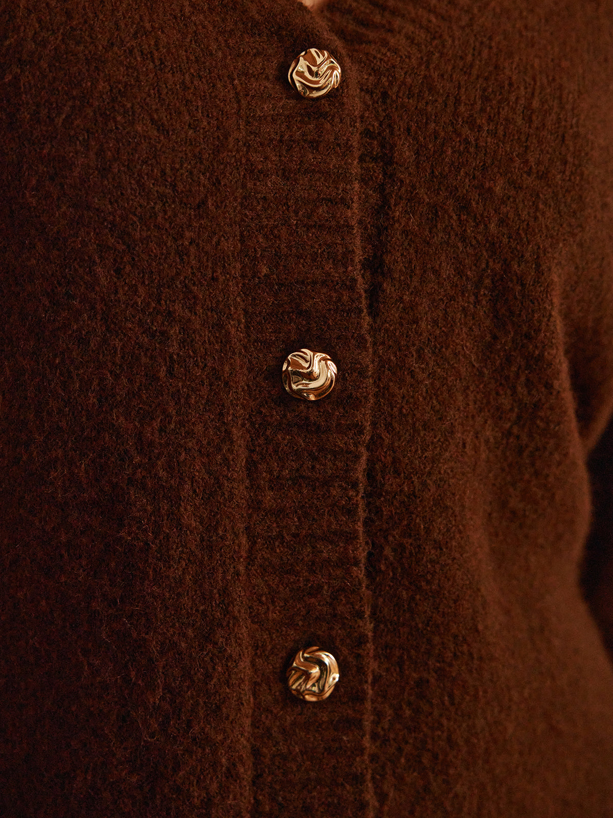 Wool-Blend Metal-Button Belted Cardigan