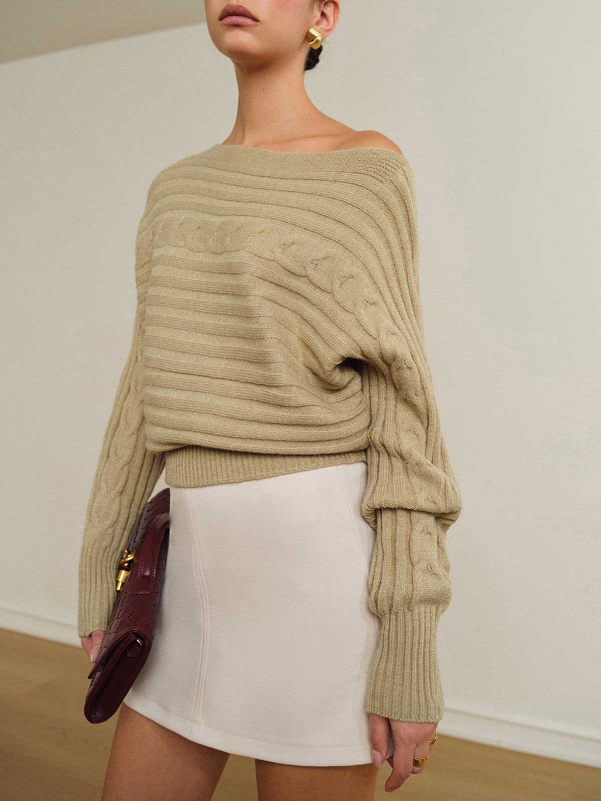 Straight Neck Twist Sweater