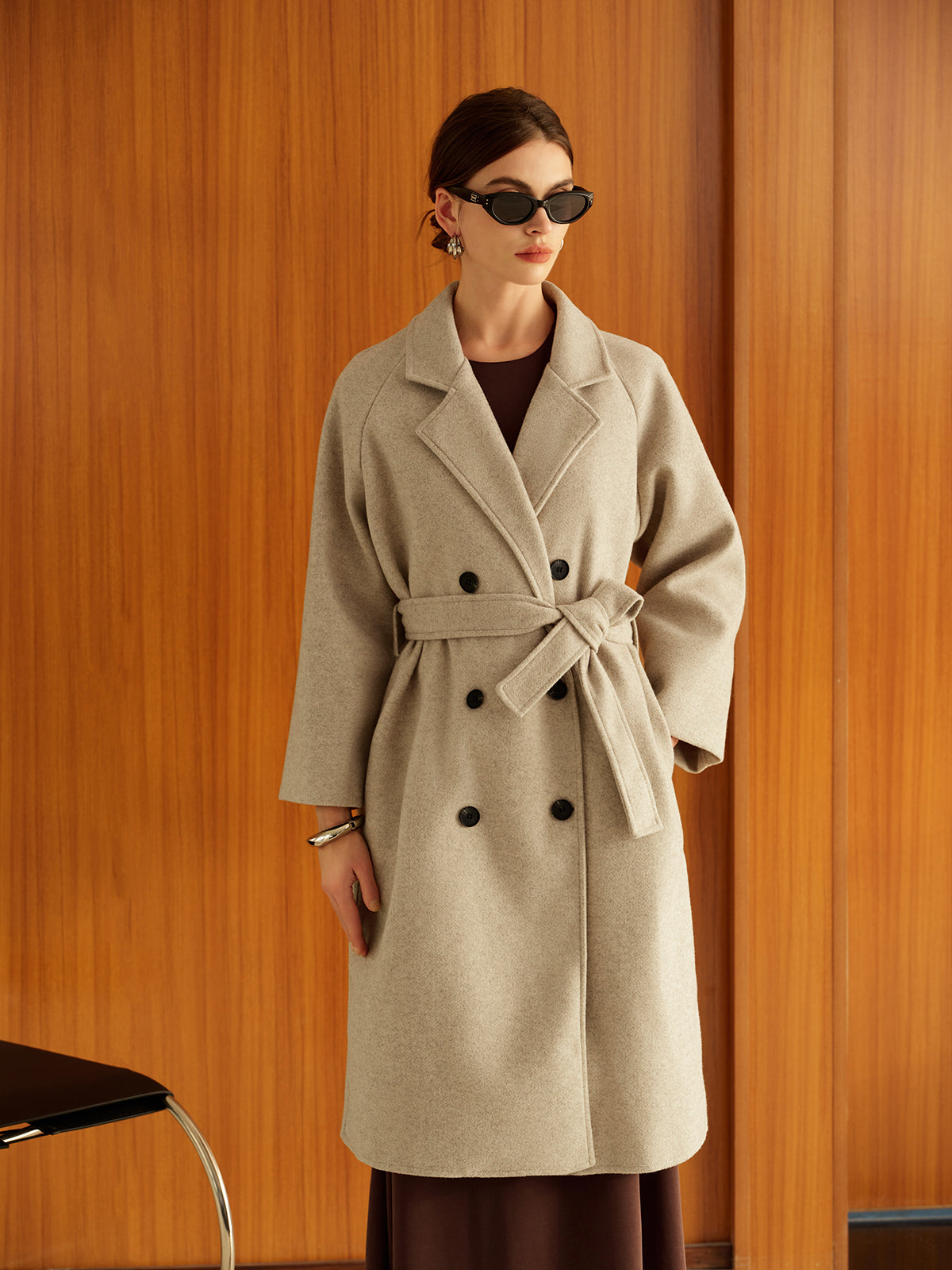 Elegant Belted Long Winter Coat