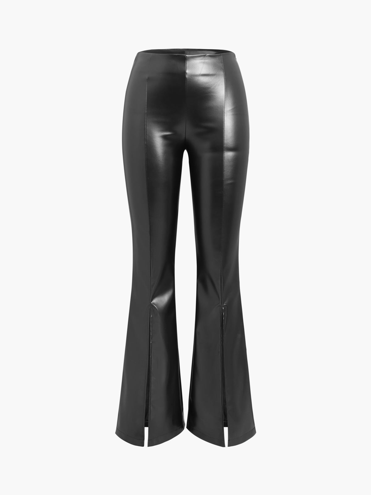 Faux Leather Zippered Flare Pants