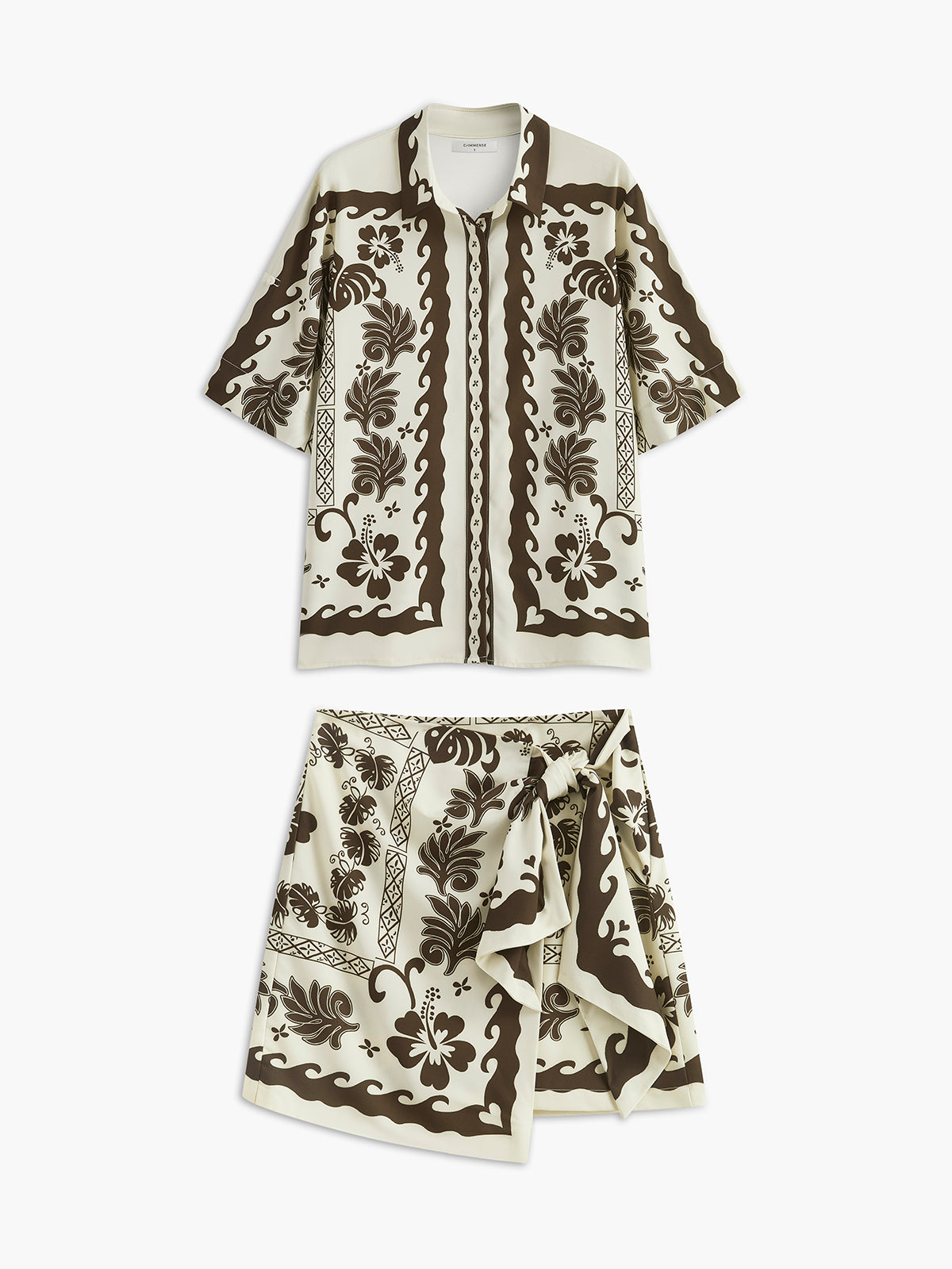 Tropical Plant Print Vacation Skirt Set