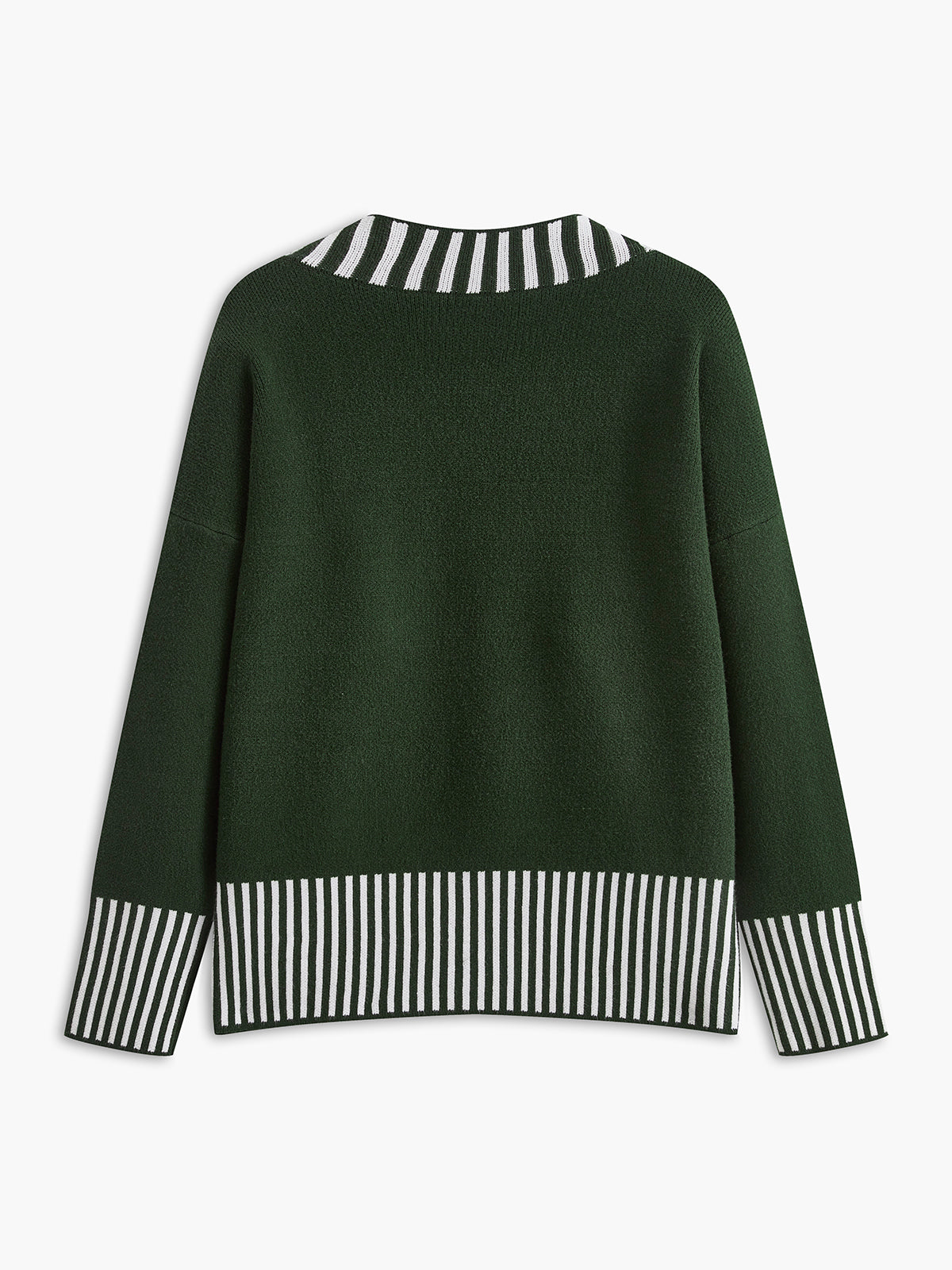 V-Neck Two-Tone Striped Sweater