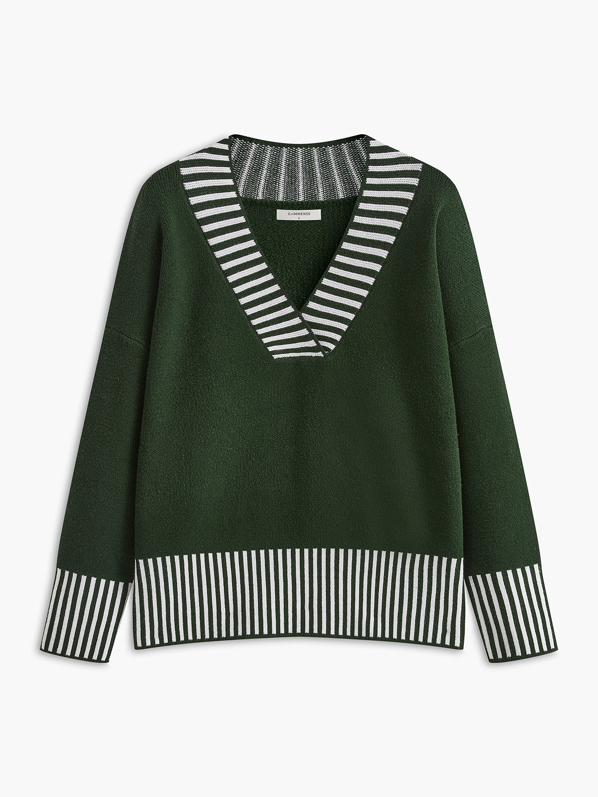 V-Neck Two-Tone Striped Sweater