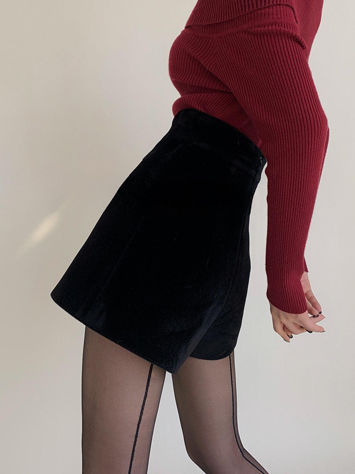 Velvet Wide-Leg Shorts